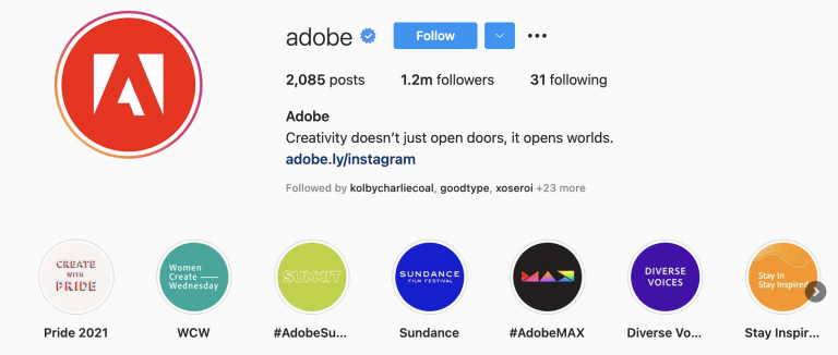 Adobe Instagram Profle